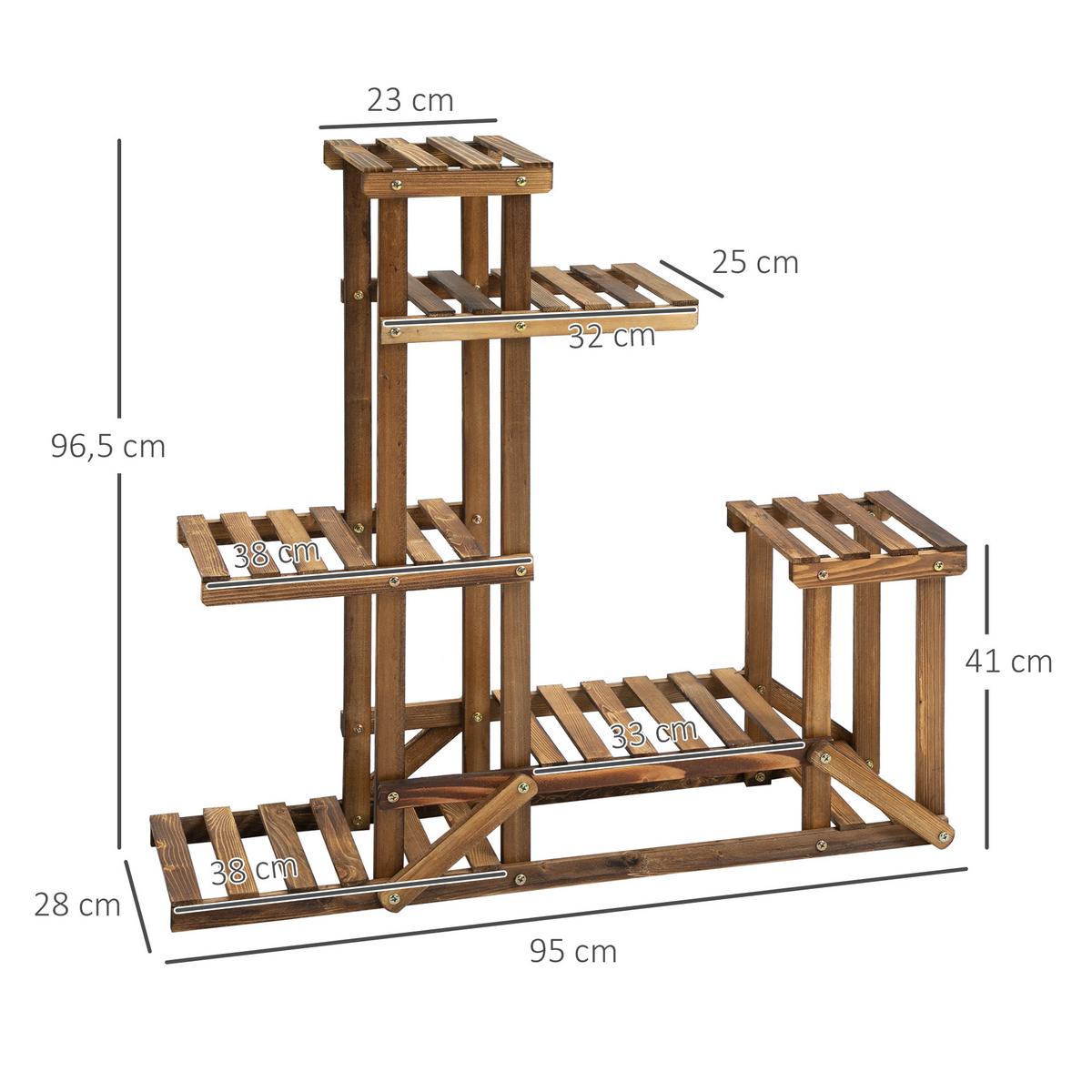 BLUMENSTÄNDER, Tannenholz, Verkohlt - Braun, Holz (28/96.5/98cm) - Outsunny