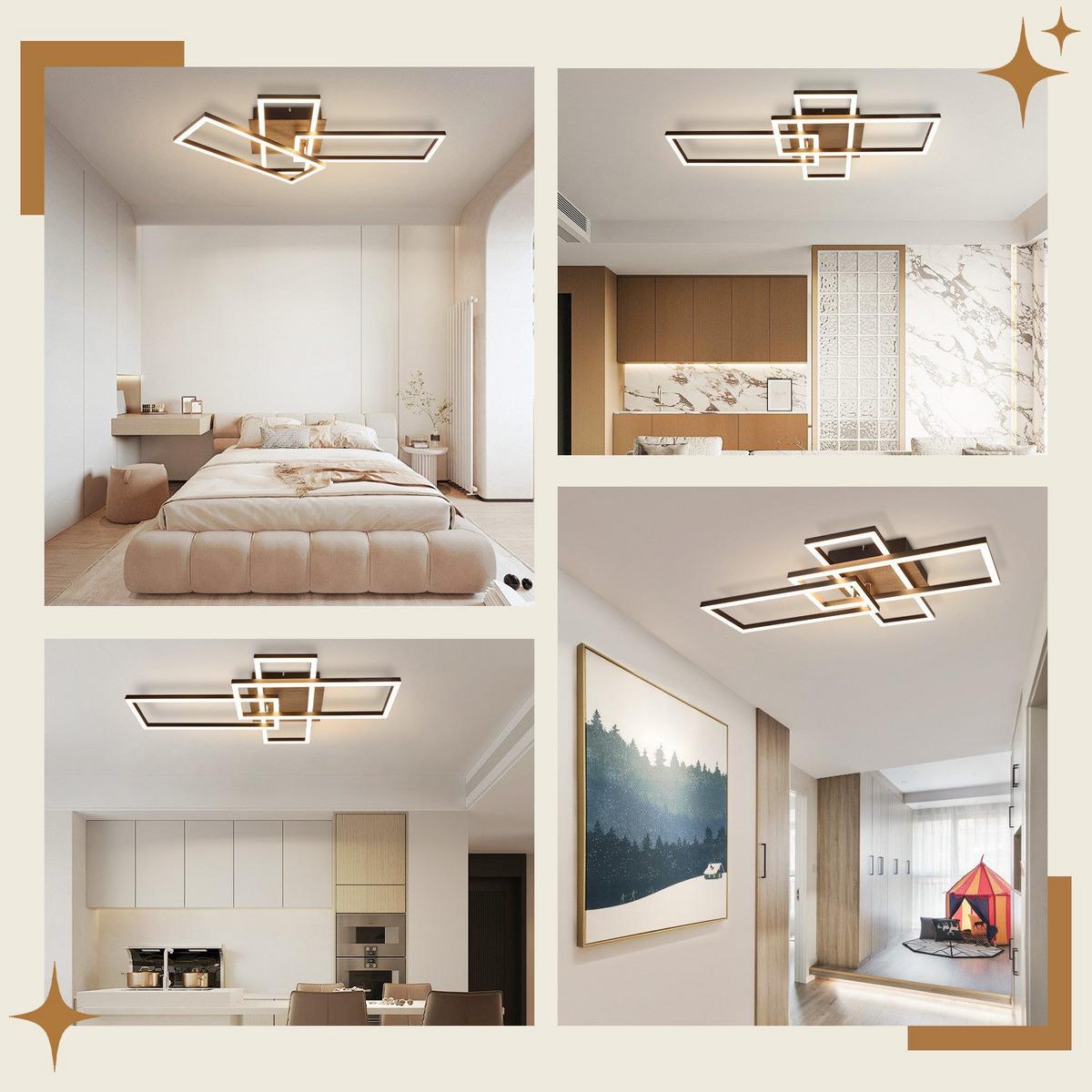 LED-DECKENLEUCHTE Gaines 64.3/35/9.5 cm - Schwarz, Metall (64.5/35/9.5cm) - Nettlife