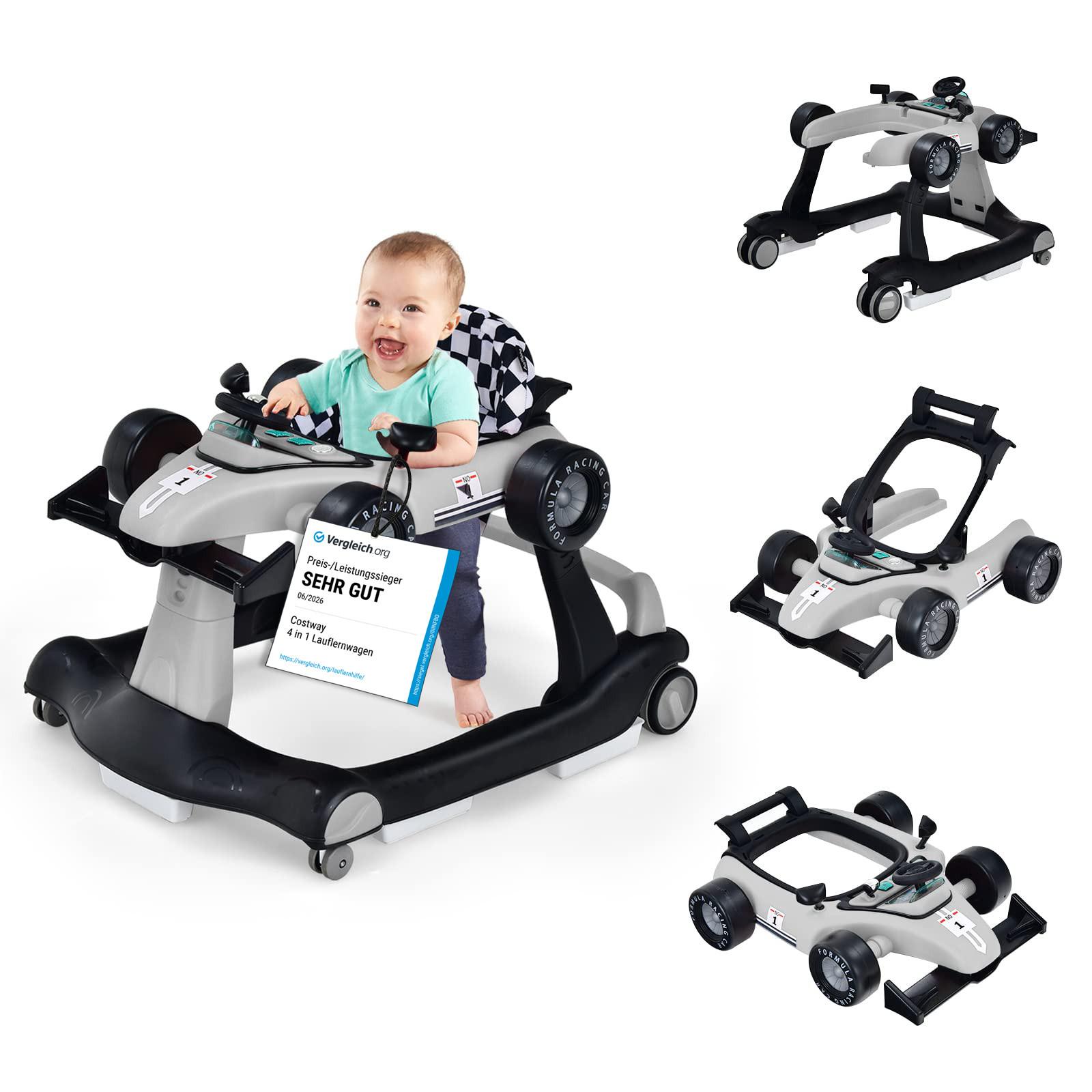 LAUFLERNWAGEN Klappbar Grau - Grau, Kunststoff (76/56/64cm) - COSTWAY