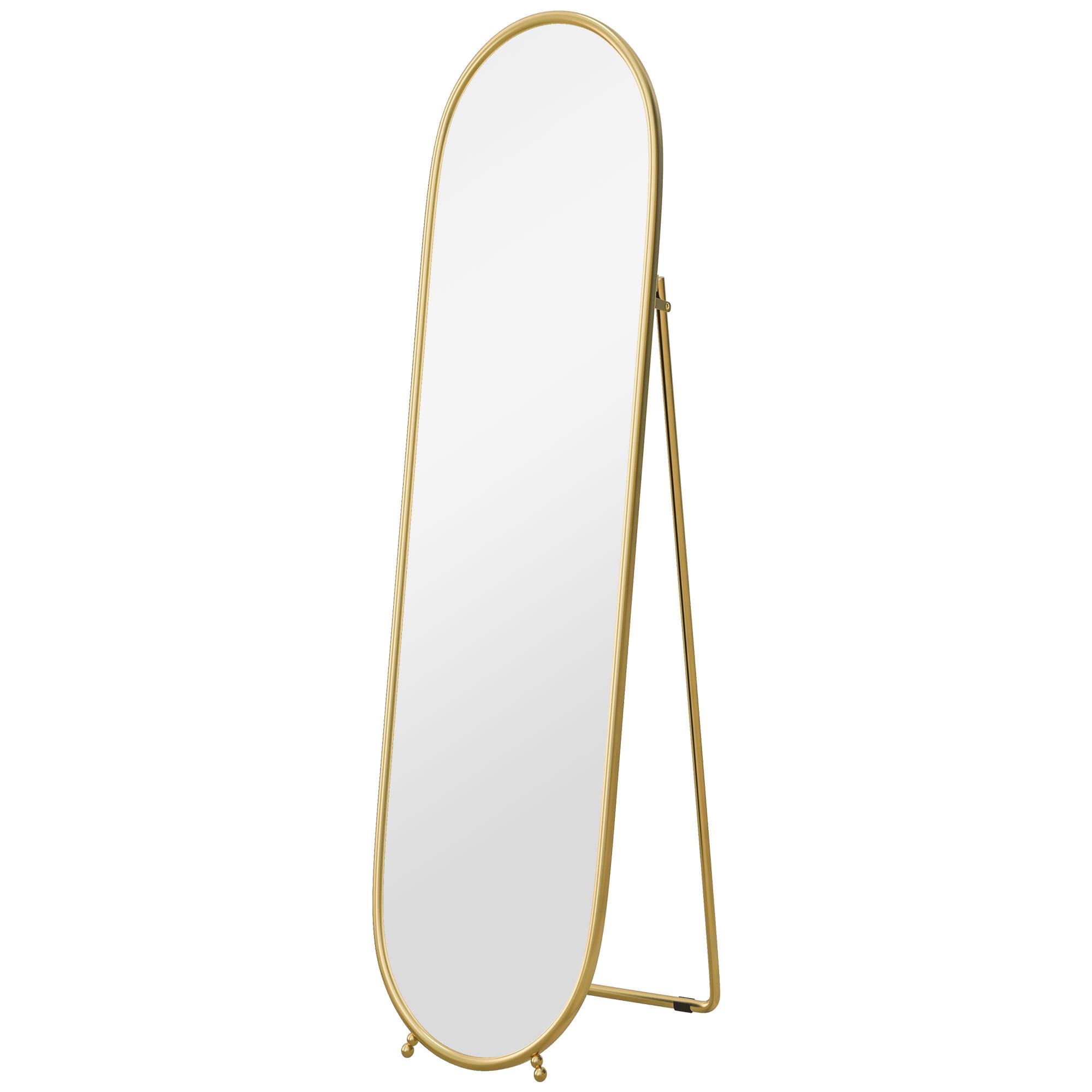 GANZKÖRPERSPIEGEL, 160 x 40 cm Wandspiegel mit Ständer, Metallrahmen, Gold - Goldfarben, Glas (4/160/40cm) - HOMCOM