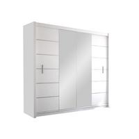 SCHWEBETÜRENSCHRANK KAYLE 203/215/61 cm 2-türig mit Spiegel Weiß - Weiß, Holzwerkstoff (203/215/61cm) - MASSENO