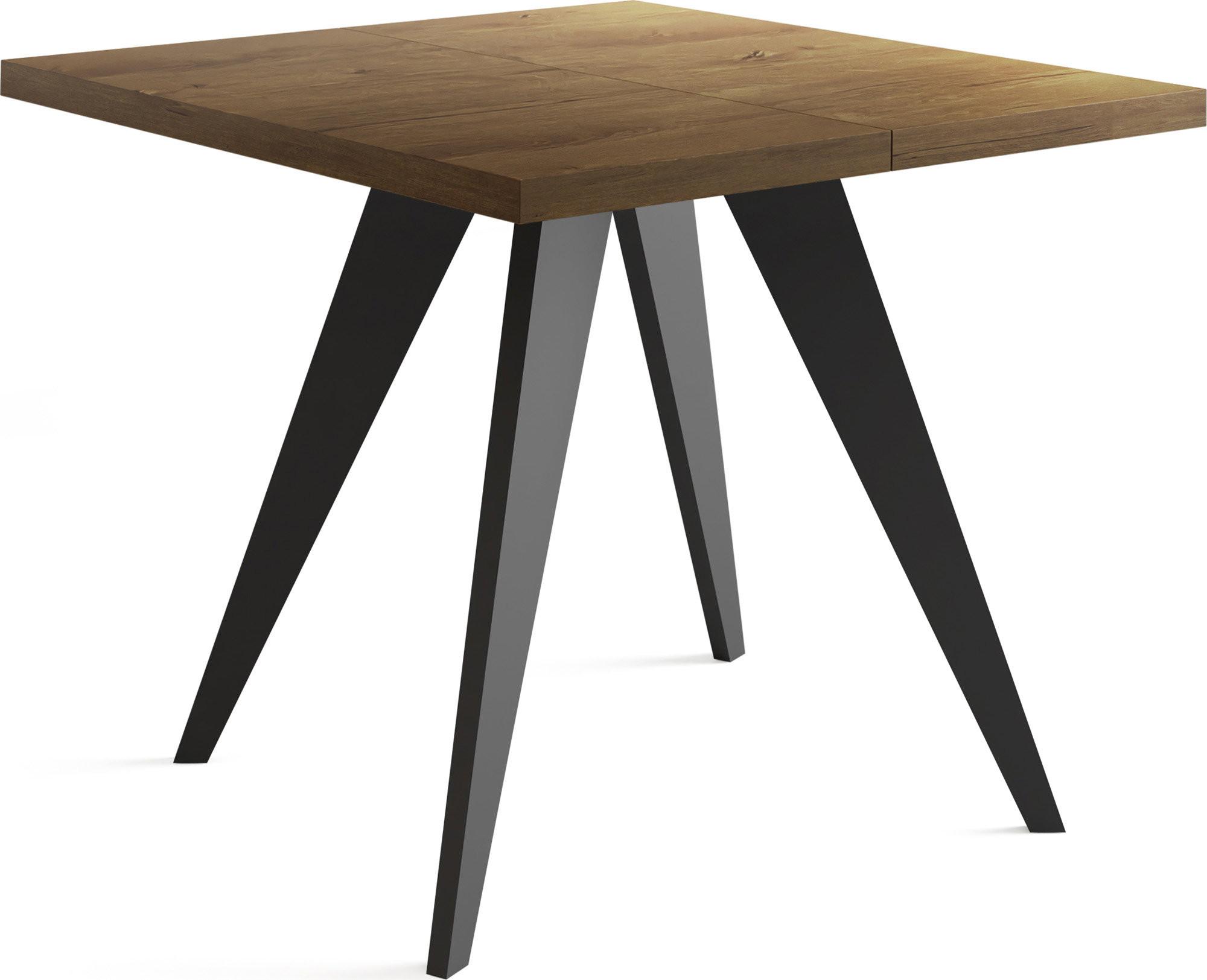 ESSTISCH Quadro quadratischer ausziehbarer, Lefkas Eiche 100-150/100/76 cm - Alteiche/Schwarz, Holz/Holzwerkstoff (100/150/76cm) - WFL GROUP
