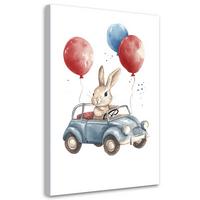LEINWANDBILD Hasen-Autoballons 60x90cm - Multicolor, Textil (60/90cm) - Feeby