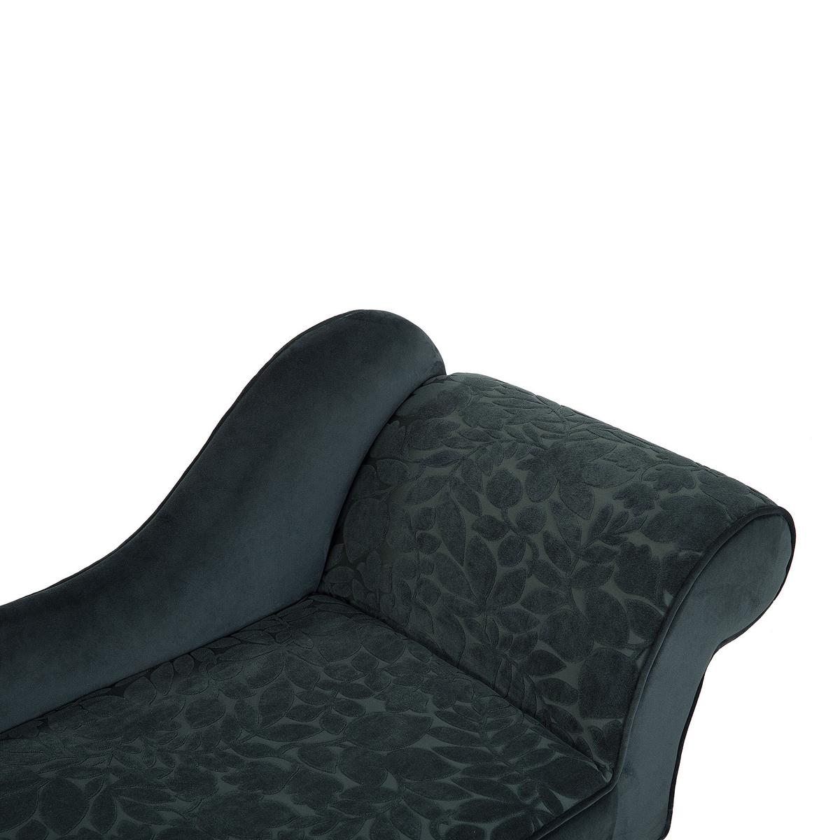 CHAISELONGUE Samtstoff dunkelgrün Blättermuster rechtsseitig Biarritz - Grün, Textil (116/77/56cm) - Beliani