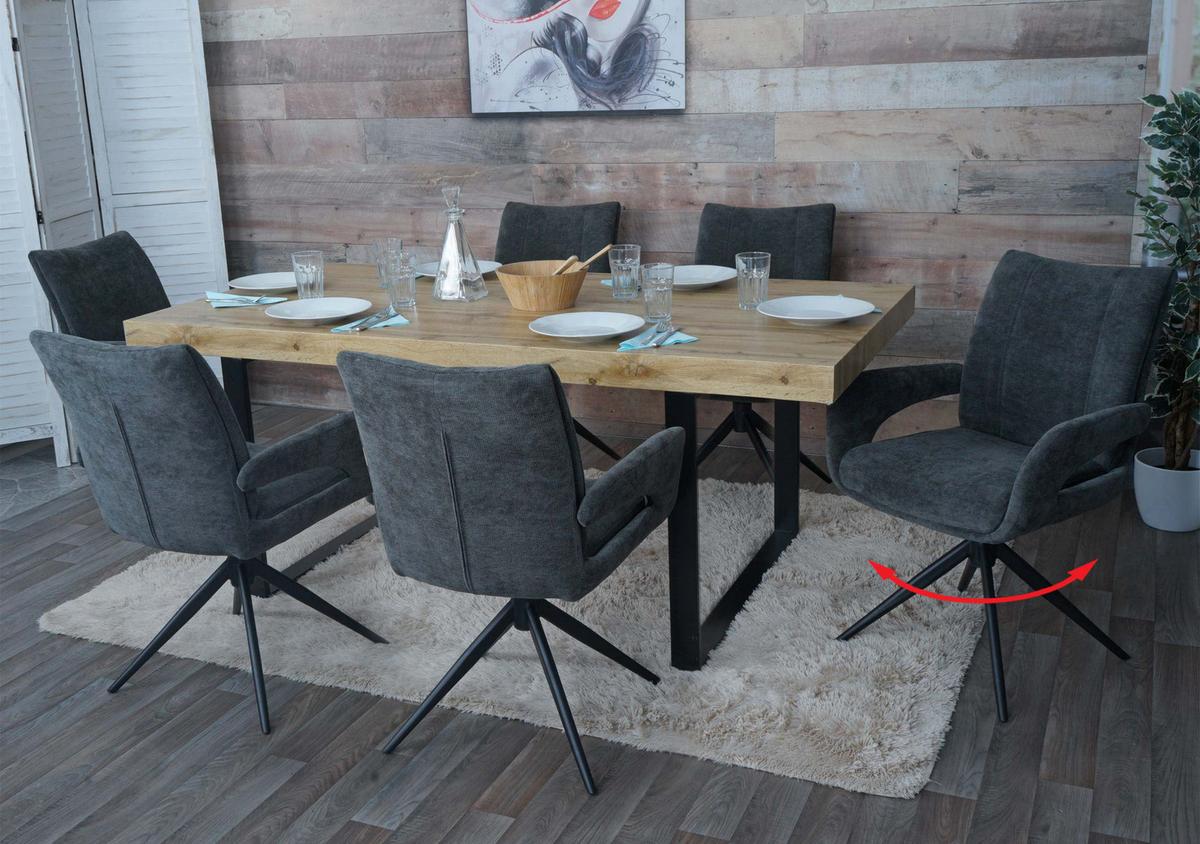 ESSZIMMERSTUHL Grau 6er-Set - Dunkelgrau/Grau, Textil (60/90/60cm) - MCW