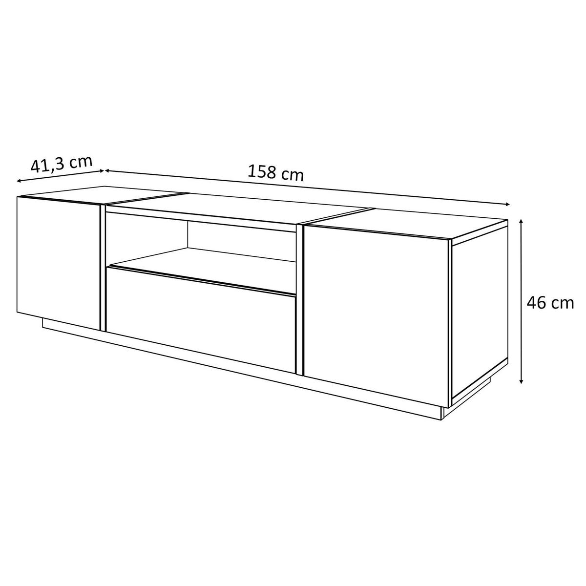 TV-ELEMENT ONYX HOCHGLANZ 158 CM - Weiß, Holzwerkstoff (158/46/41.3cm) - Lookway