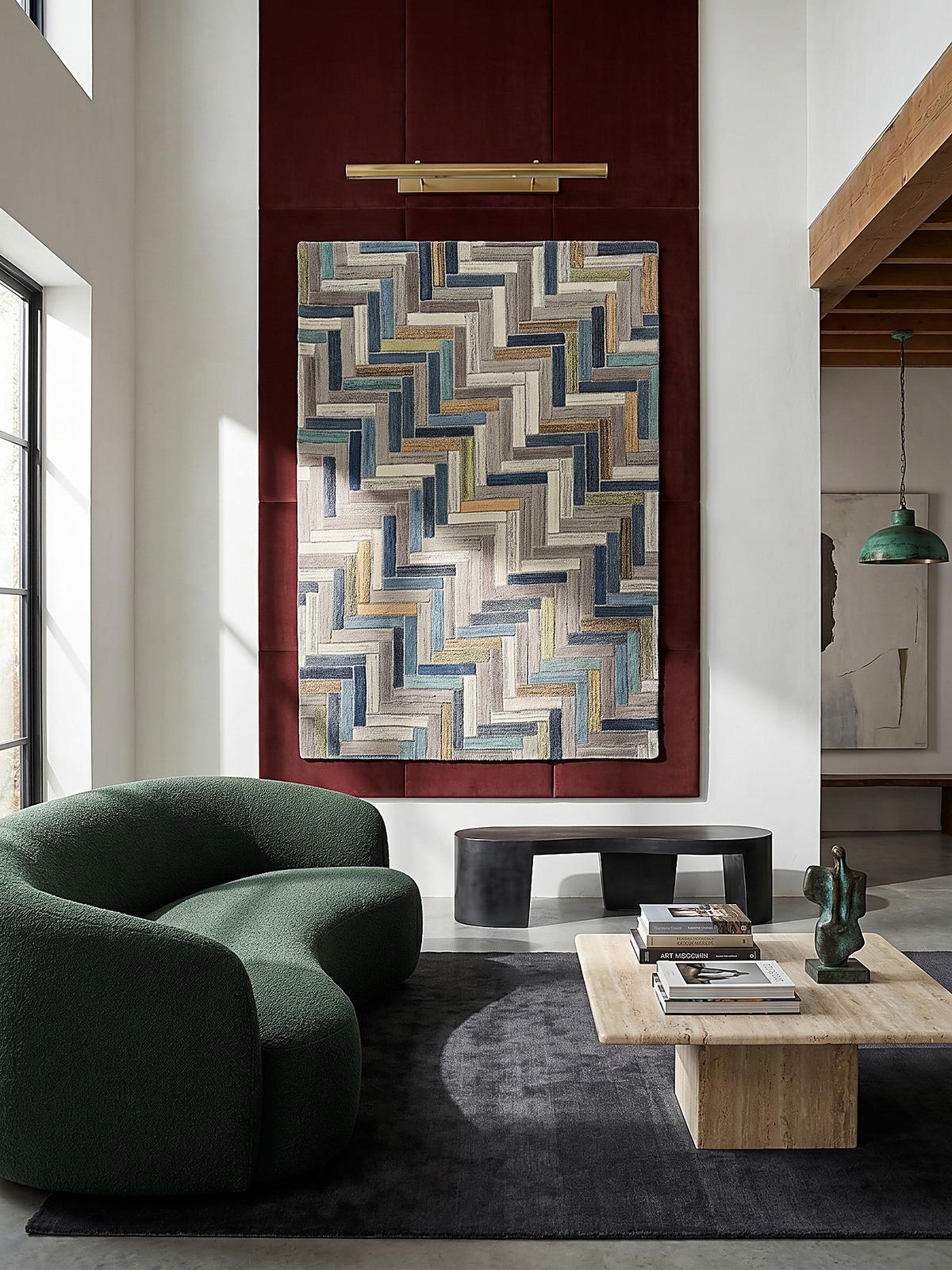 WOLLTEPPICH ESK, geometrisch, Florhöhe 10 mm, Blau-Bunt, 160 x 230 cm - Blau, Textil (230/160cm) - KADIMA DESIGN