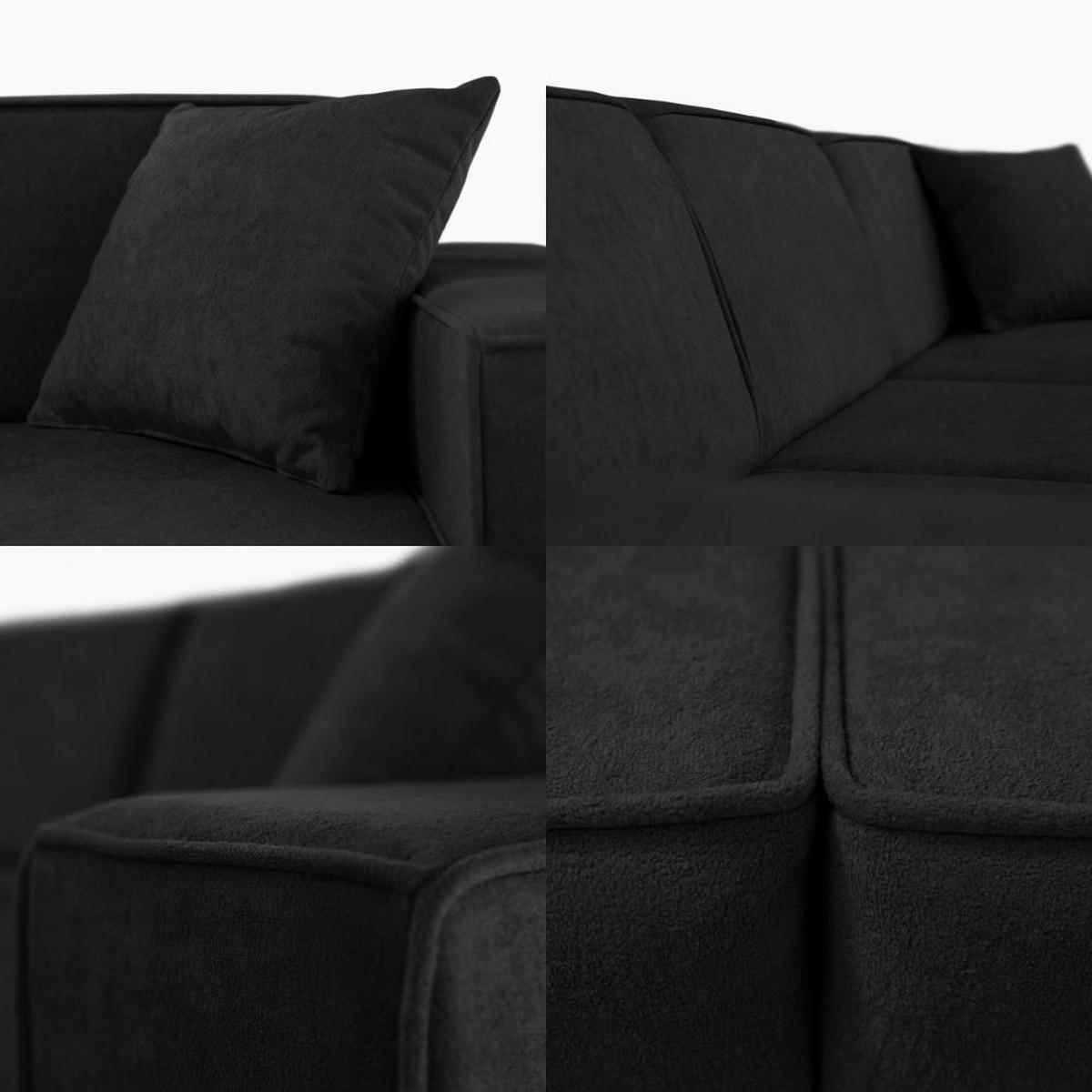 ECKSCHLAFSOFA mit Schlaffunktion Pedro L schwarz links - Schwarz, Kunststoff/Textil (267/160cm) - Beautysofa
