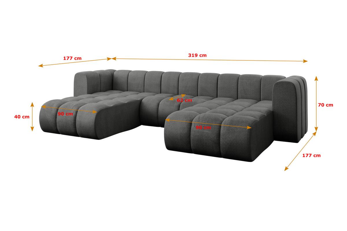 WOHNLANDSCHAFT modulares Sofa Joren-U1 - 319x177x70 cm Dunkelgrau - Dunkelgrau, Holzwerkstoff/Textil (319/70/177cm) - ALTDECOR