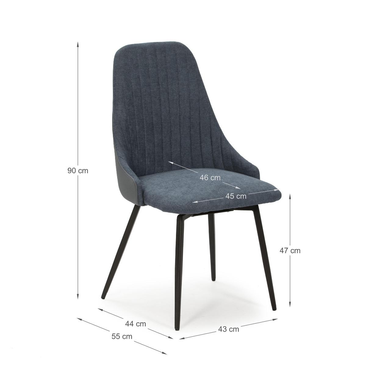 ESSZIMMERSTUHL Elma Schwarz 50/55/47 cm 2er-Set - Blaugrau, Textil (55/47/50cm) - Calicosy