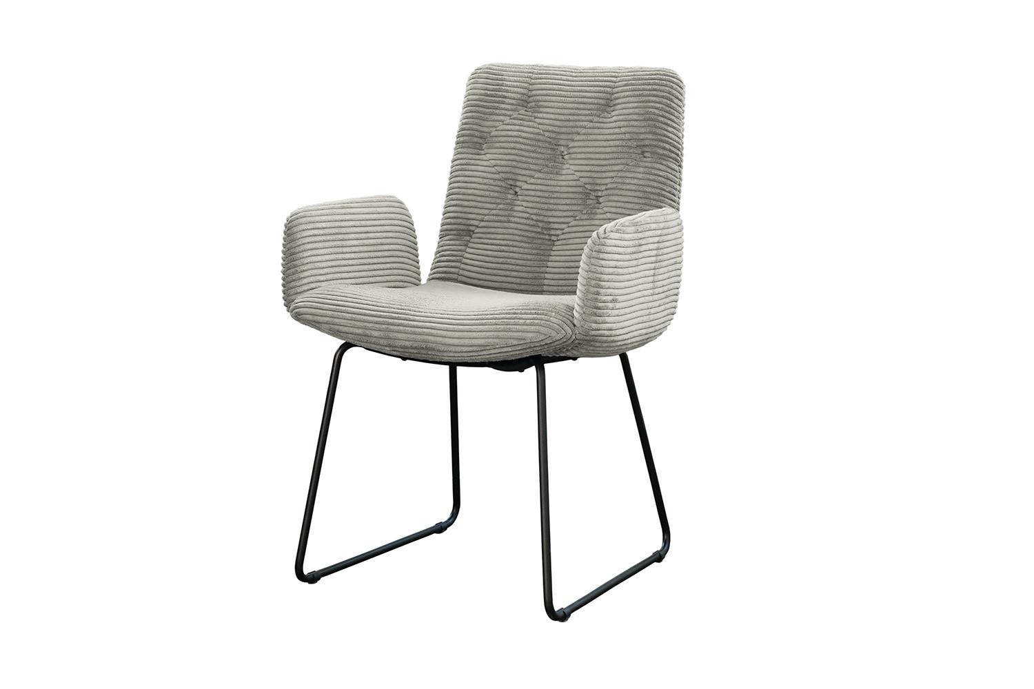 STUHL NEW CHARME Steingrau Cord (1er-Set) - Greige/Grau, Textil (59/87/66cm) - KAWOLA