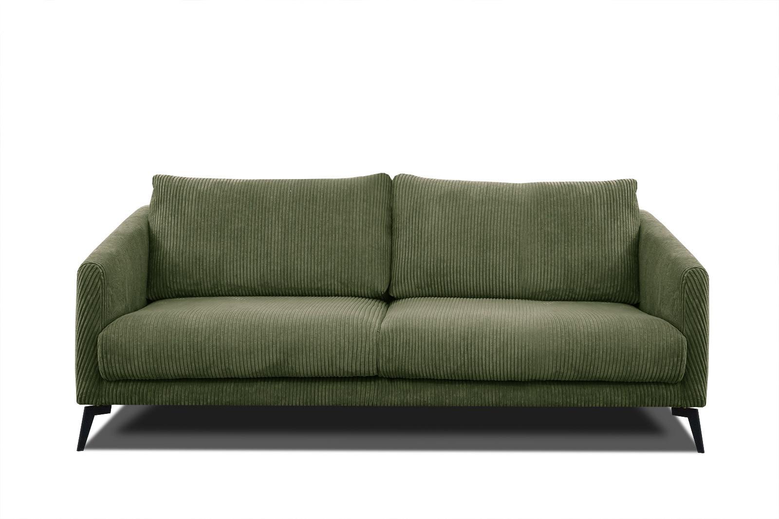 SOFA VILT 3-Sitzer, olivgrün - Schwarz/Olivgrün, Holzwerkstoff/Textil (202/89/94cm) - Wozimo