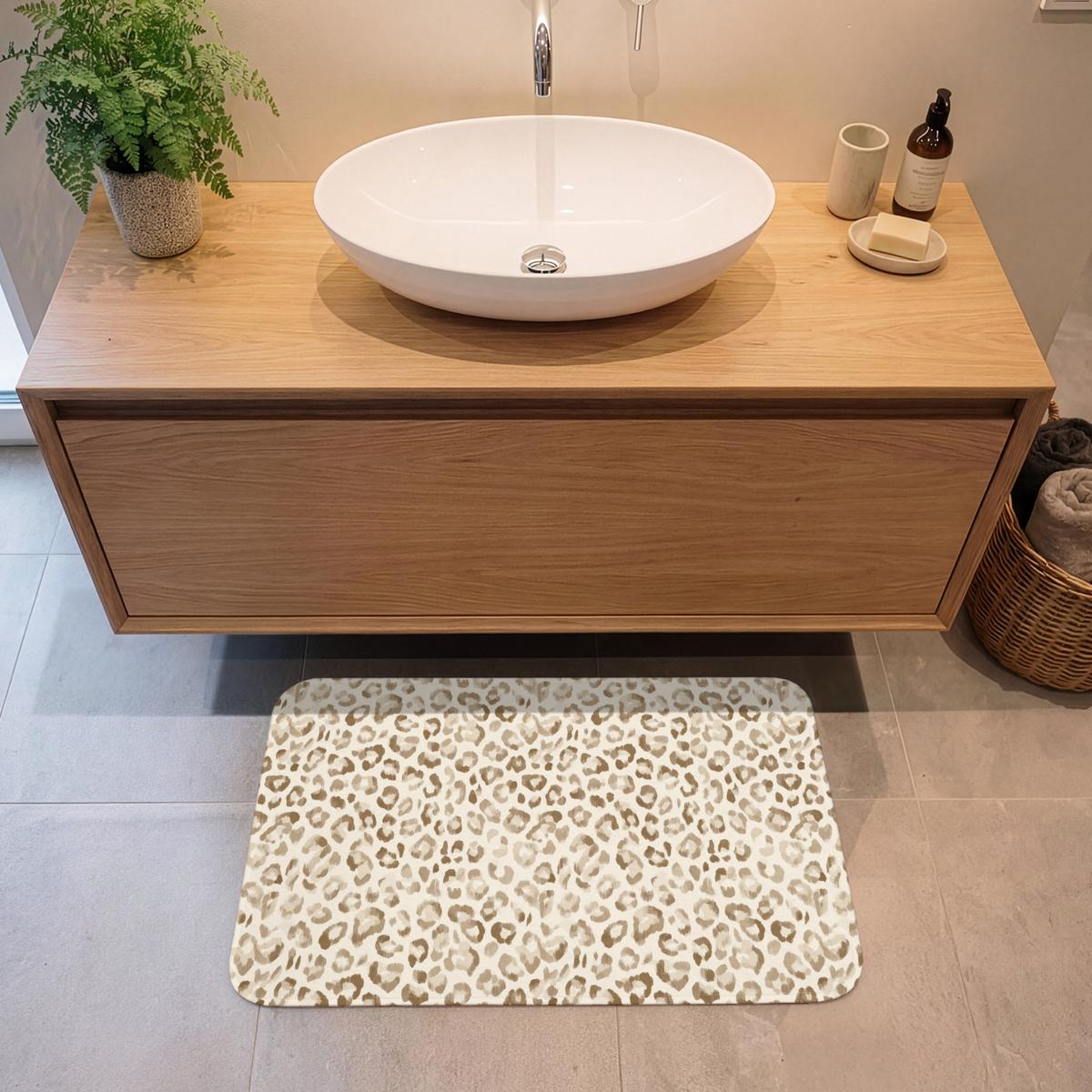 BADEMATTE Leopard - Klassisch - Beige 80x50 cm - Hellbraun, Textil (80/50cm) - OnlyWow