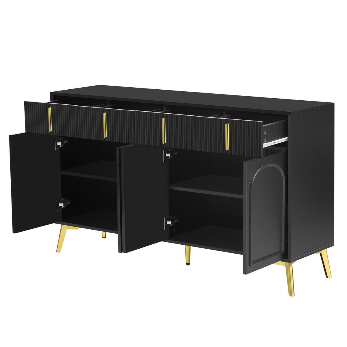 SIDEBOARD Schwarz 140/37,8/82 cm - Schwarz, Holzwerkstoff/Metall (37/82/140cm) - Urban Meuble