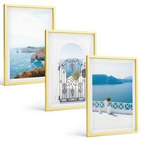 BILDER SET 3er Set - 40x60 cm Goldrahmen - Meeresarchitektur Griechenlands - Goldfarben, Kunststoff (40/60cm) - TULUP