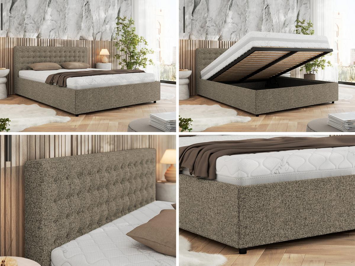 POLSTERBETT PAVO CLASSIC 200/200 - Grau Strukture - ohne Matratze - Grau, Textil (200/200cm) - MKS