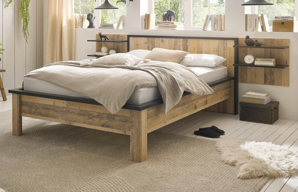 WANDPANEEL Used Wood hell, Anthrazit, Wandboard 60 x 54 cm - Eichefarben/Anthrazit, Holzwerkstoff (60/54/22cm) - Furn.Design