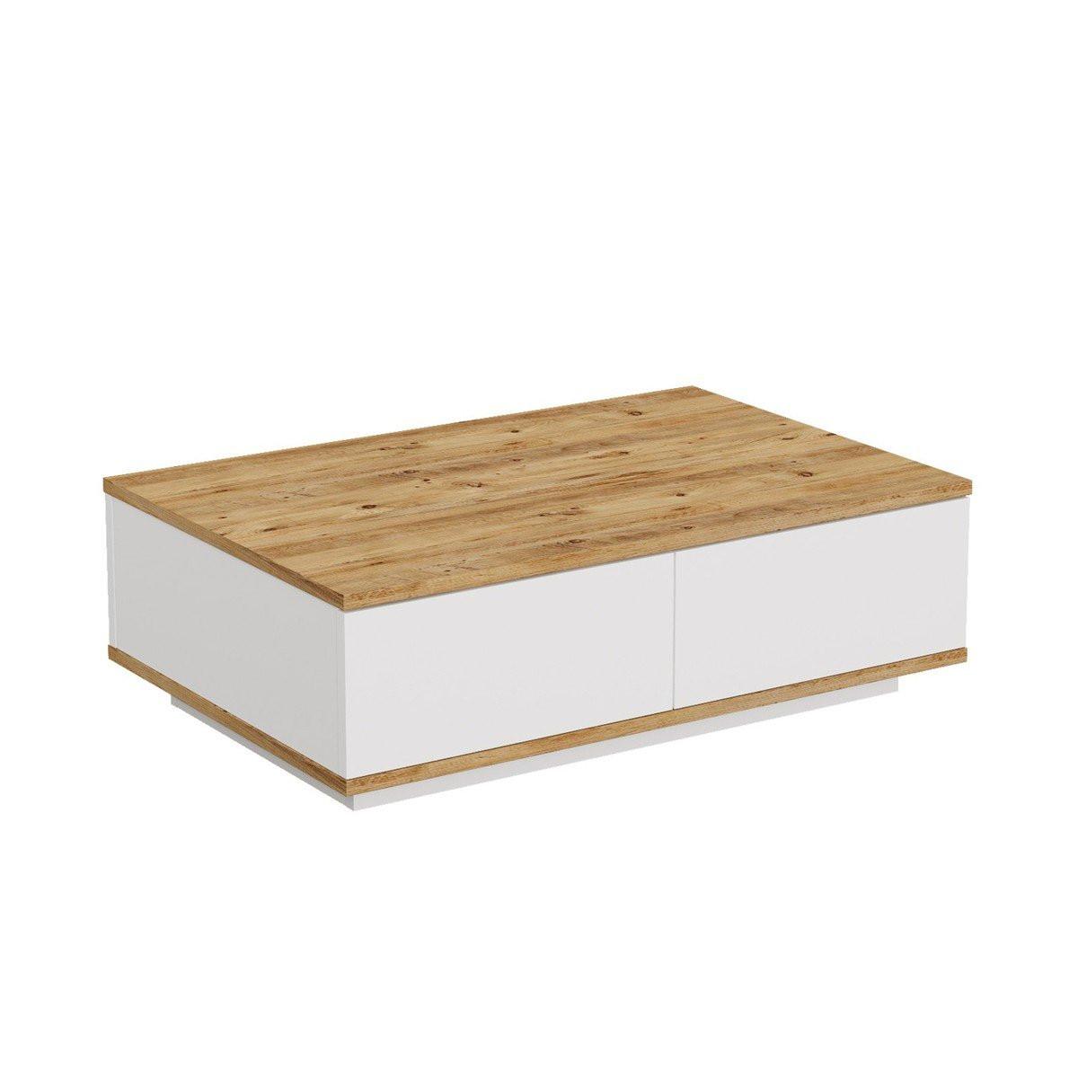 COUCHTISCH mit 1 klapptür in weiß und atlantik-kiefer - 90/60/28,6 cm - Apfelbaumfarben, Holz/Holzwerkstoff (90/60/28.6cm) - Calicosy
