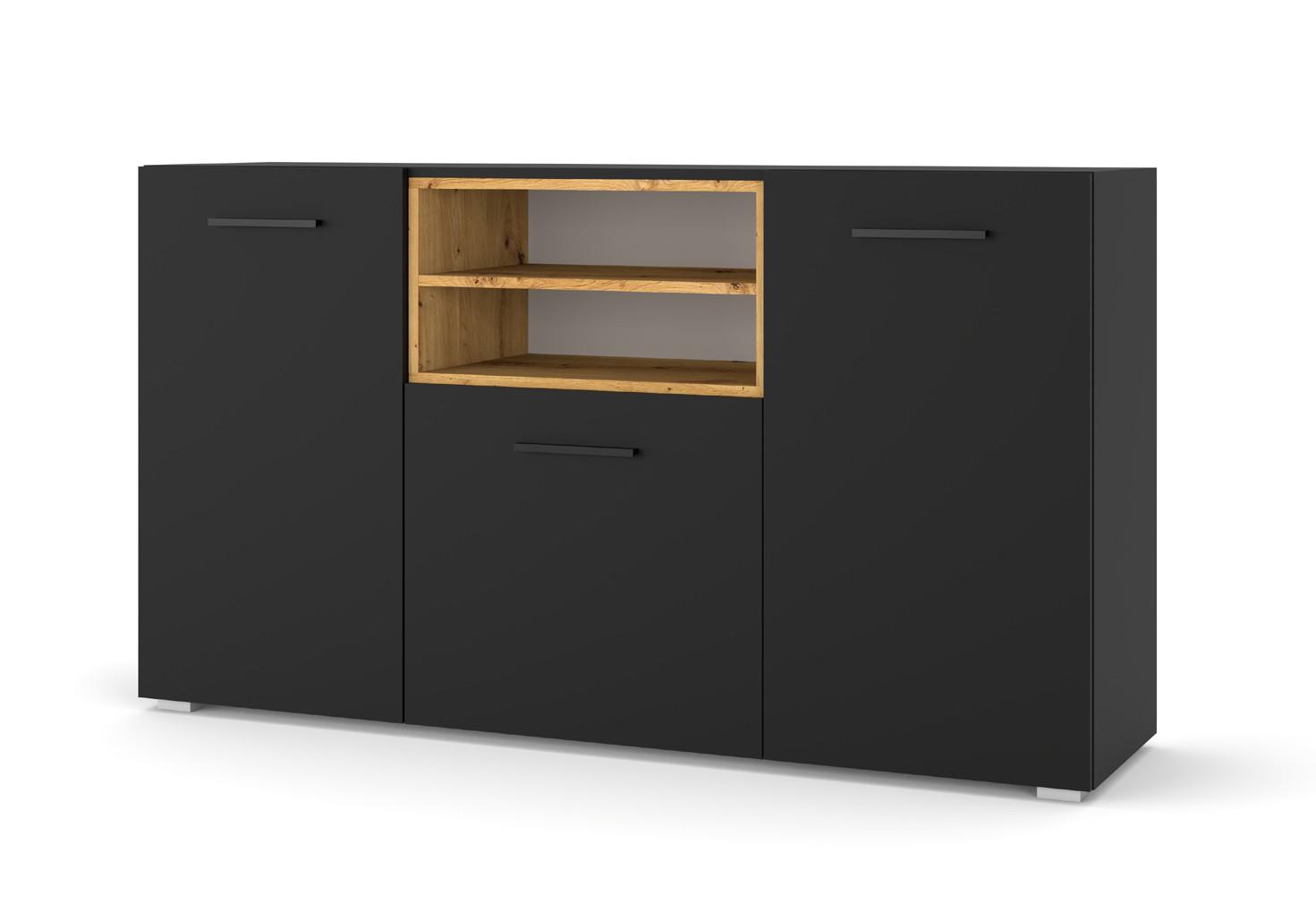 KOMMODE Schwarz, Artisan 151/86/44 - Schwarz, Holzwerkstoff (151/86/44cm) - RAUMHIRSCH FURNITURE