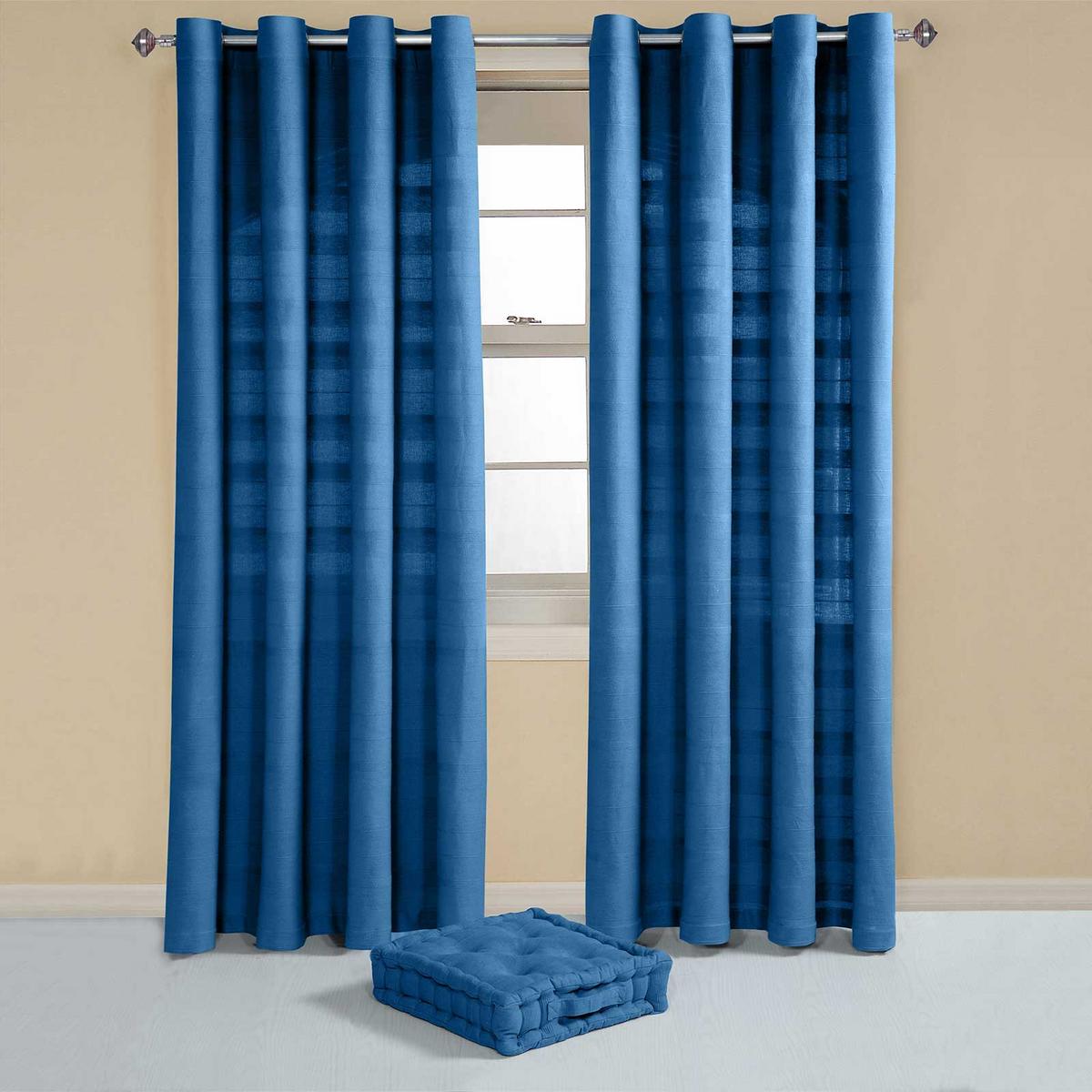 ÖSENVORHANG Rajput blickdicht 2er-Set, 137/137 cm - Blau, Textil (137/137cm) - Homescapes