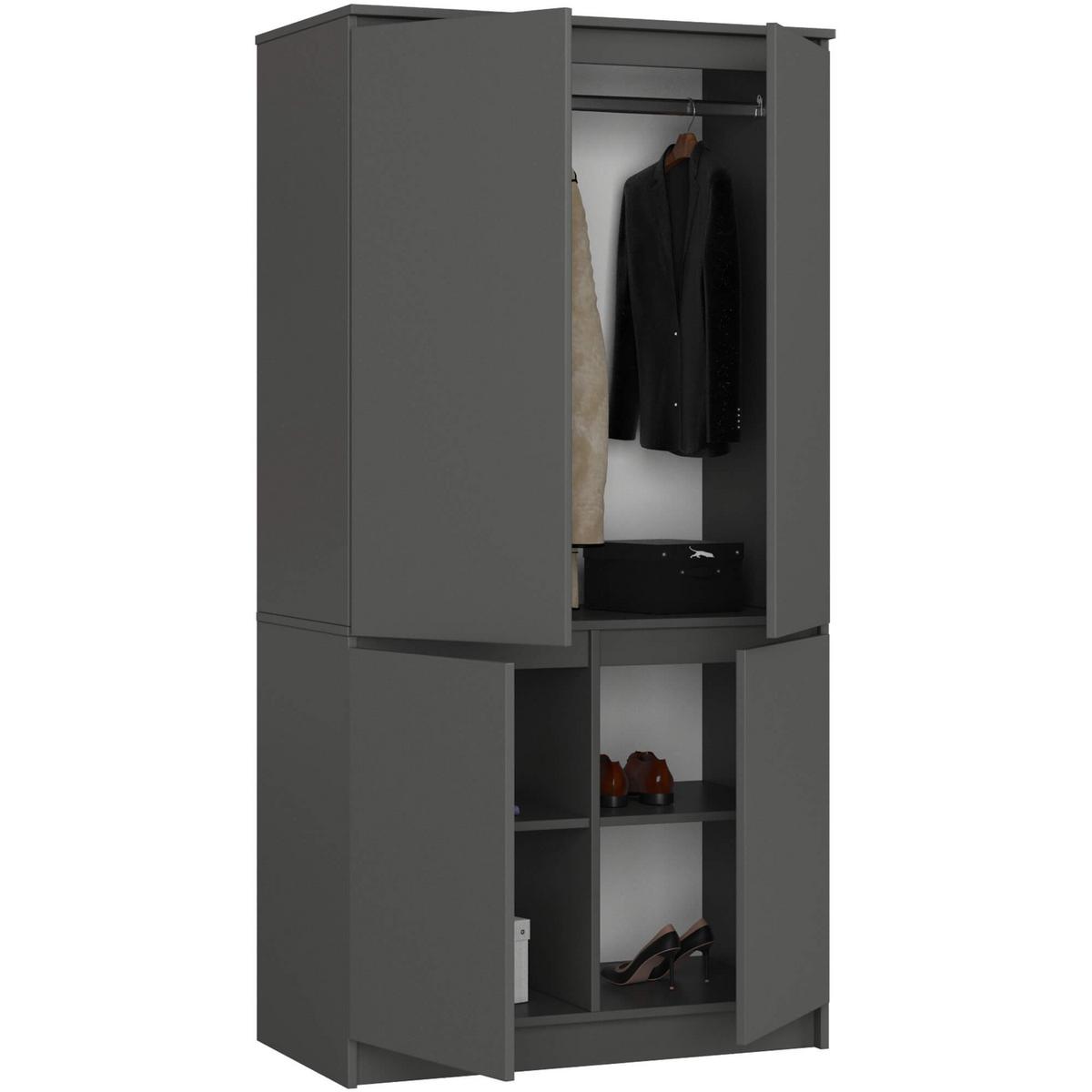 KLEIDERSCHRANK Graphit Grau 180/90/51 - Graphitfarben, Holzwerkstoff (90/180/51cm) - RAUMHIRSCH FURNITURE