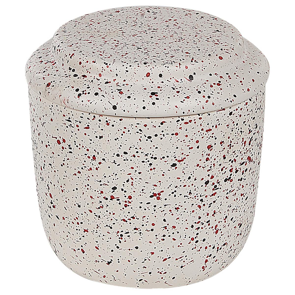 BADEZIMMER Set 6-teilig Keramik weiß Terrazzo Optik Palmilla - Rot/Schwarz, Stein (13/20/11cm) - Beliani