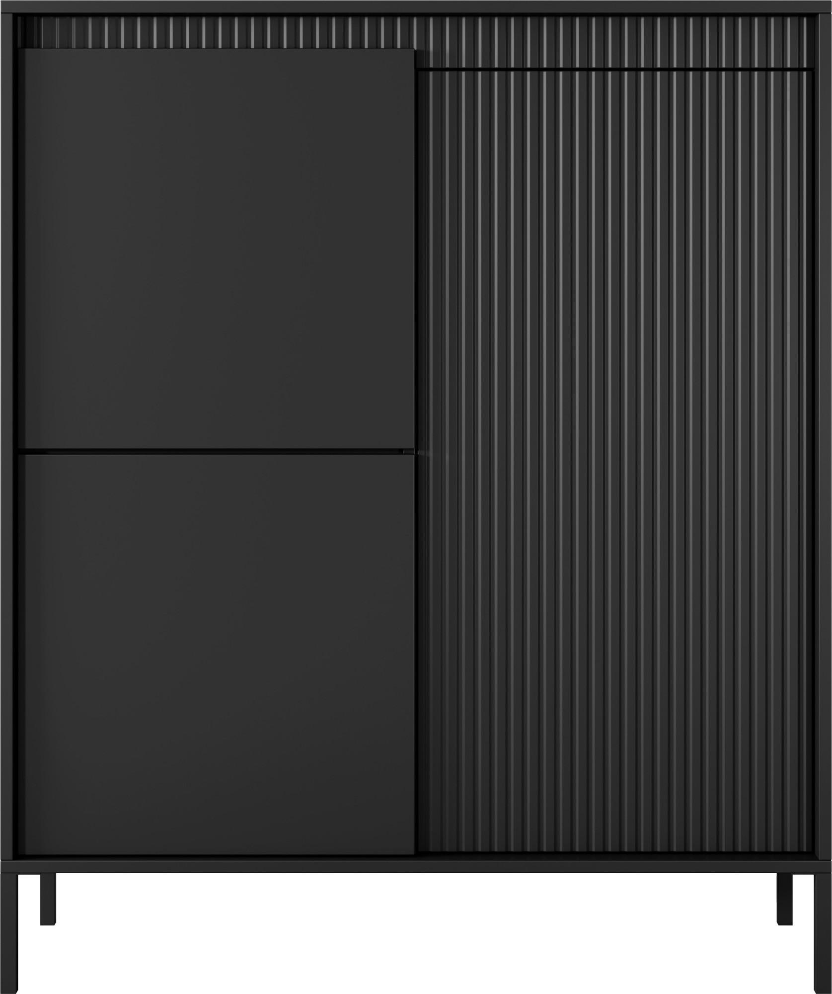 HIGHBOARD Cindy in Schwarz 104/123/40 cm - Schwarz, Holzwerkstoff/Metall (103.5/123.4/39.5cm) - WFL GROUP