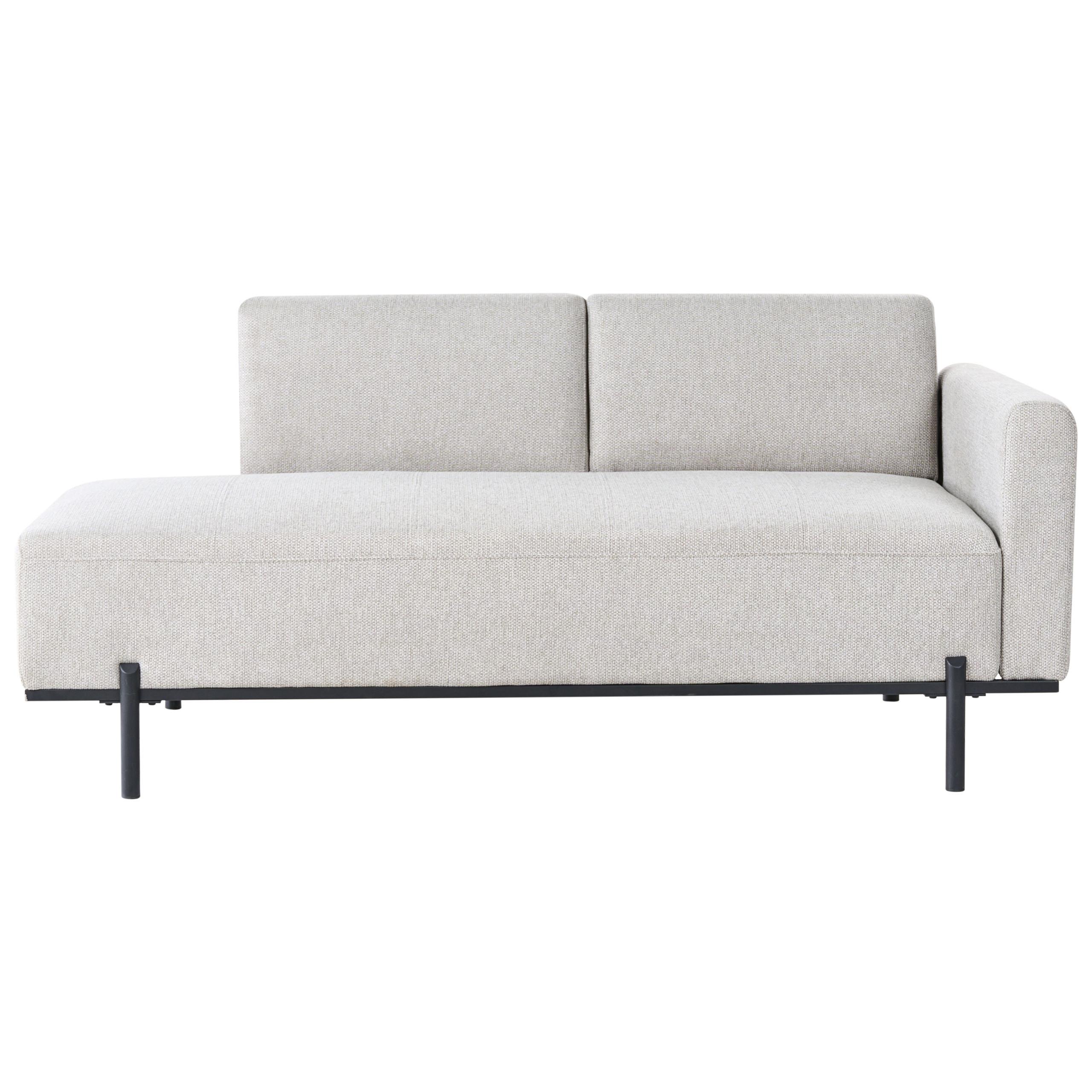 CHAISELONGUE Kunstleinen Hellgrau Savasse - Hellgrau/Schwarz, Textil (170/78/85cm) - Beliani
