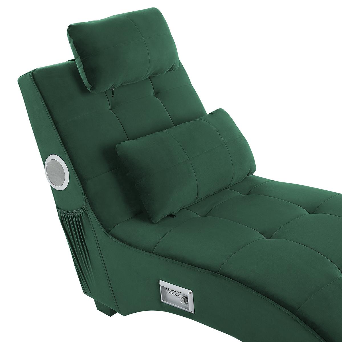 CHAISELONGUE Samtstoff Grün Simorre - Hellgrün, Textil (157/82/66cm) - Beliani