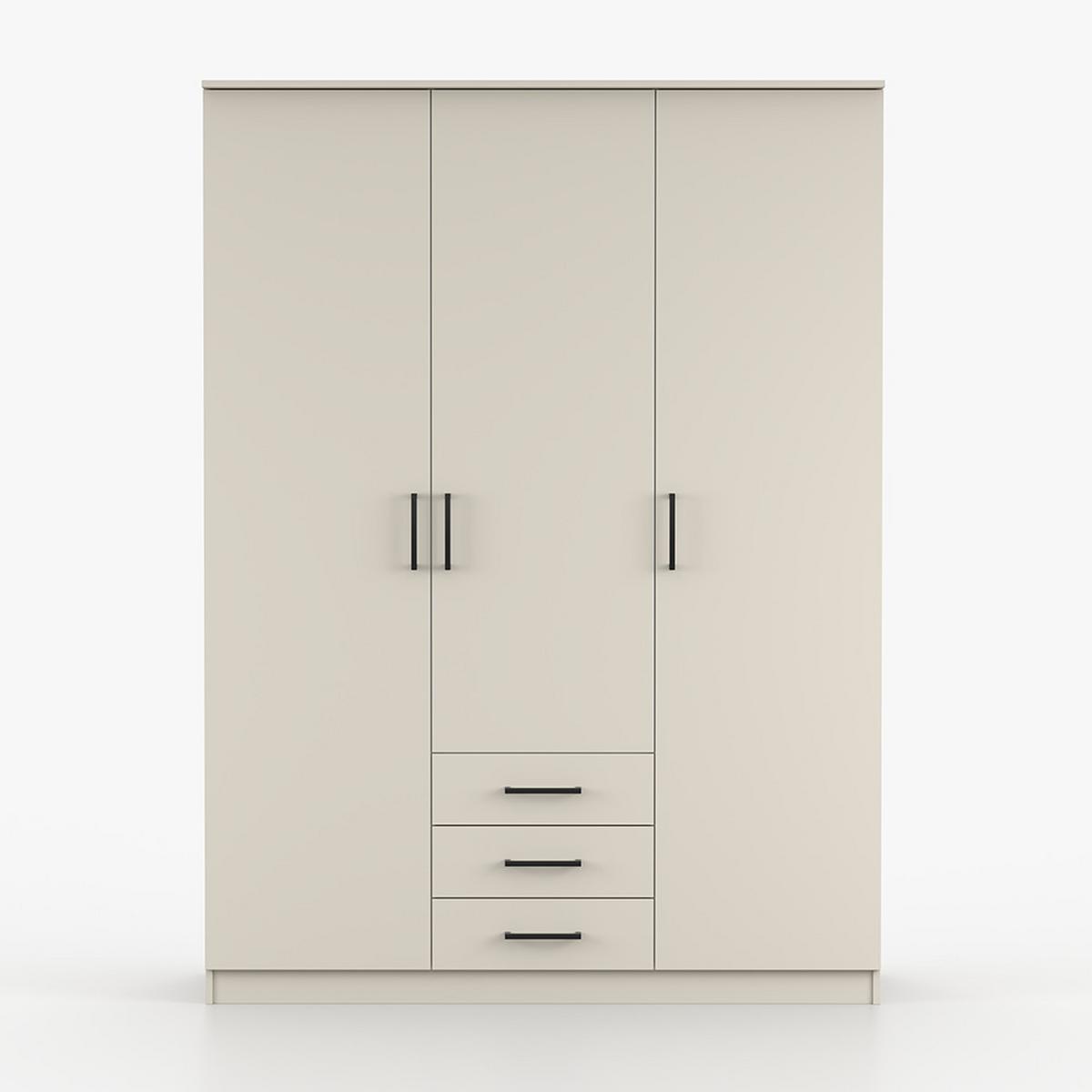KLEIDERSCHRANK Szantal 3D 151 cm, 151/207/59, 3-türig, Champagner - Champagner, Holzwerkstoff (151/207/59cm) - imoebel24