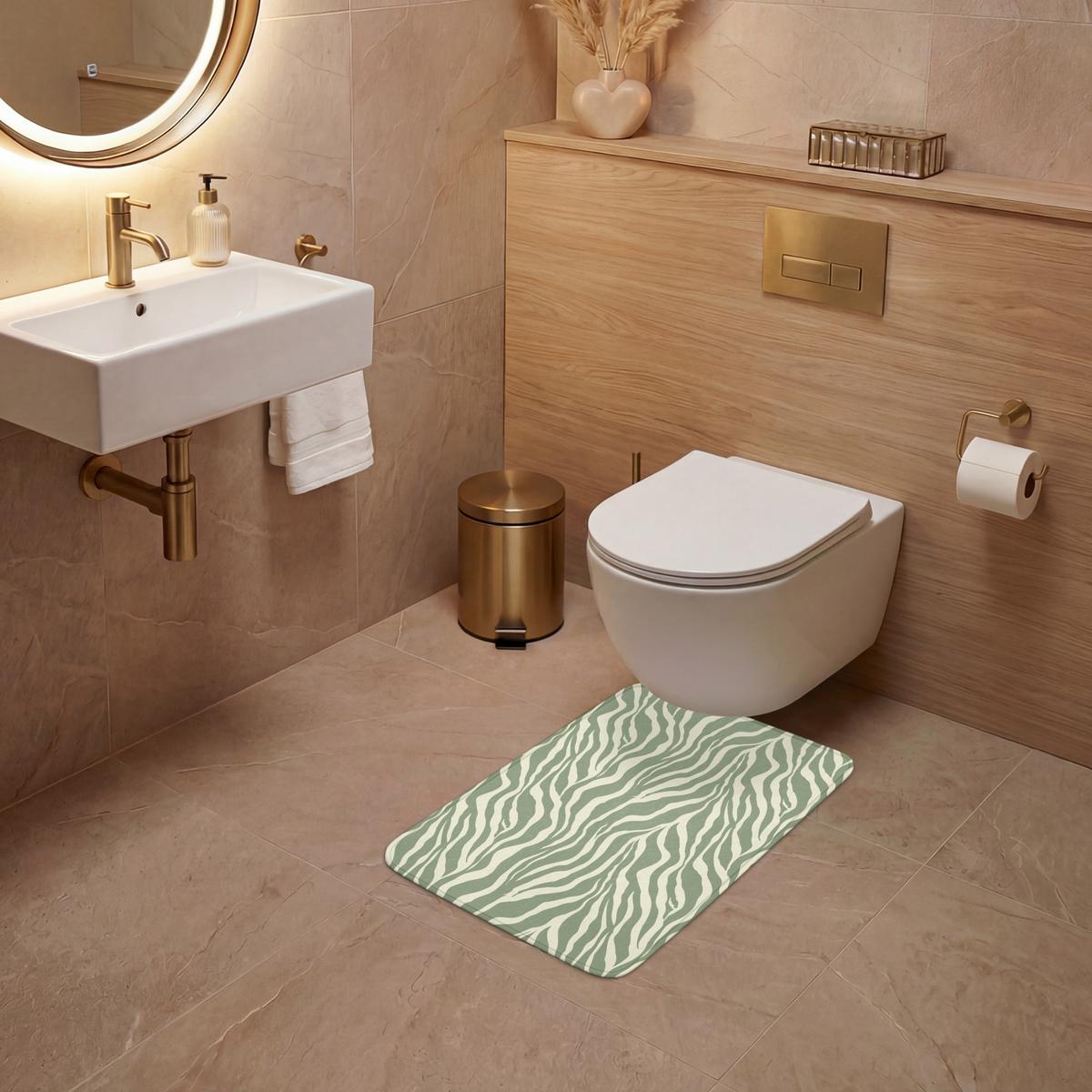 WC-VORLEGER Zebra - Motiv - Grün WC Teppich 40x60 cm - Salbeigrün, Textil (40/1cm) - OnlyWow