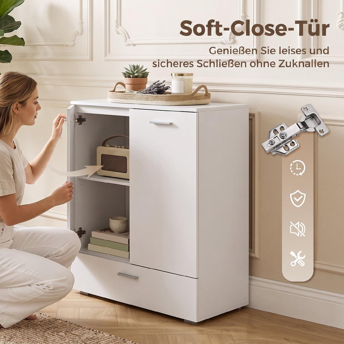 SIDEBOARD MDF Weiß - Weiß, Holzwerkstoff/Metall (42/100/80cm) - HOMCOM
