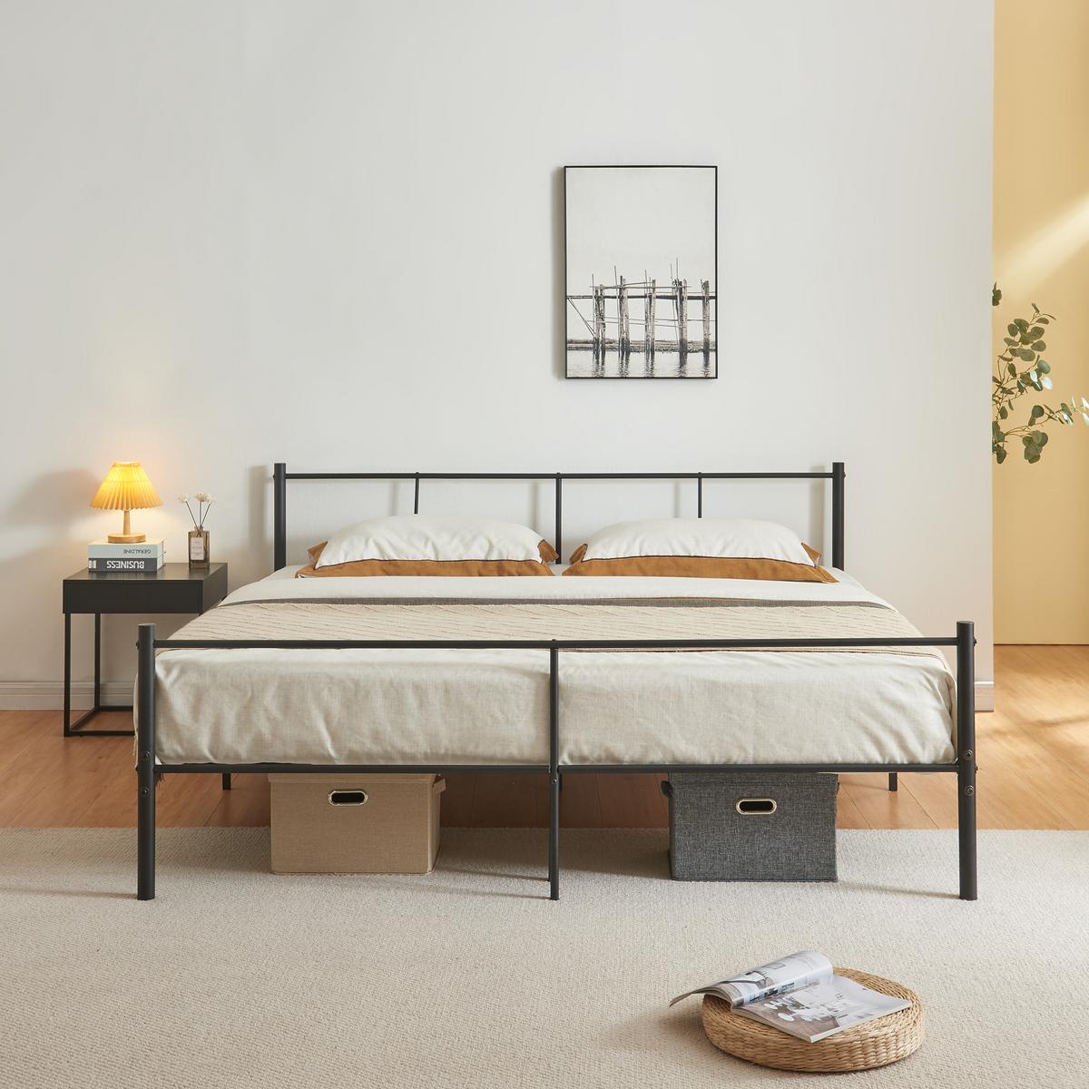 METALLBETT Laos - Schwarz, Metall (160/200cm) - [en.casa]