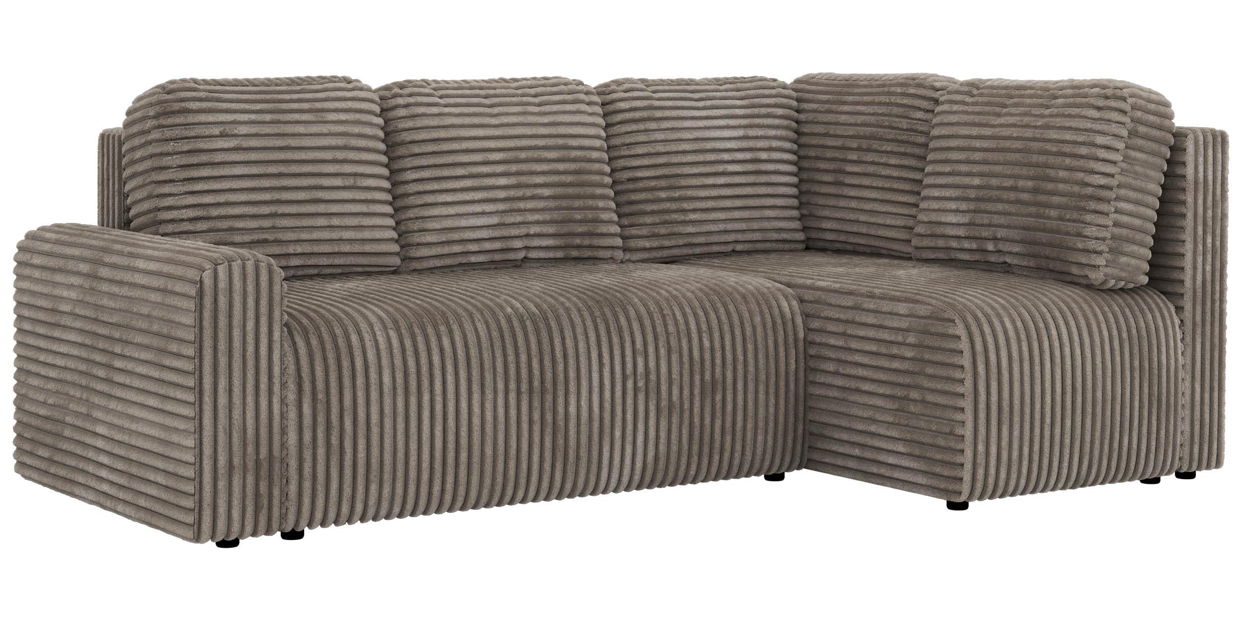 ECKSOFA NESSARO COR L - Hellbraun Cord - Rechts - Hellbraun/Schwarz, Kunststoff/Textil (240/151cm) - MKS