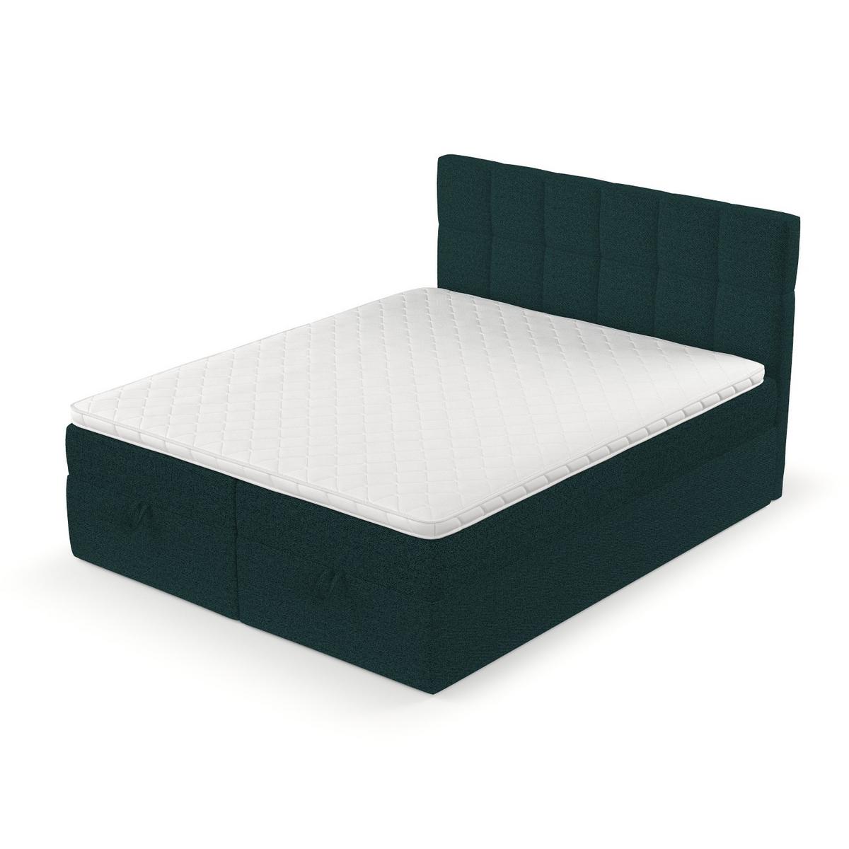 BOXBETT Savio 180/200 cm Grün im Riva Stoff - Schwarz/Grün, Holz/Holzwerkstoff (180/200cm) - AltaBeds