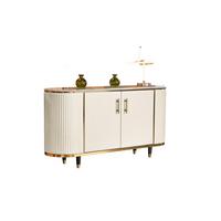 SIDEBOARD MARIA Weiß Kunstleder, Marmor - Schwarz/Weiß, Textil/Metall (150/76/40cm) - KAWOLA