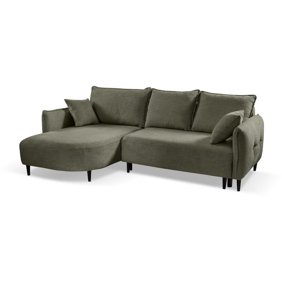 ECKSCHLAFSOFA Sycylia links grün - Schwarz/Grün, Textil (244/165cm) - Beautysofa