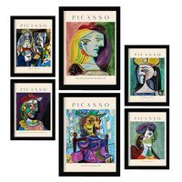 POSTER Set Mit 6 Picasso 2 Sammlung A3 & A4 Schwarzer Rahmen - Schwarz, Papier (29/3cm) - Nacnic