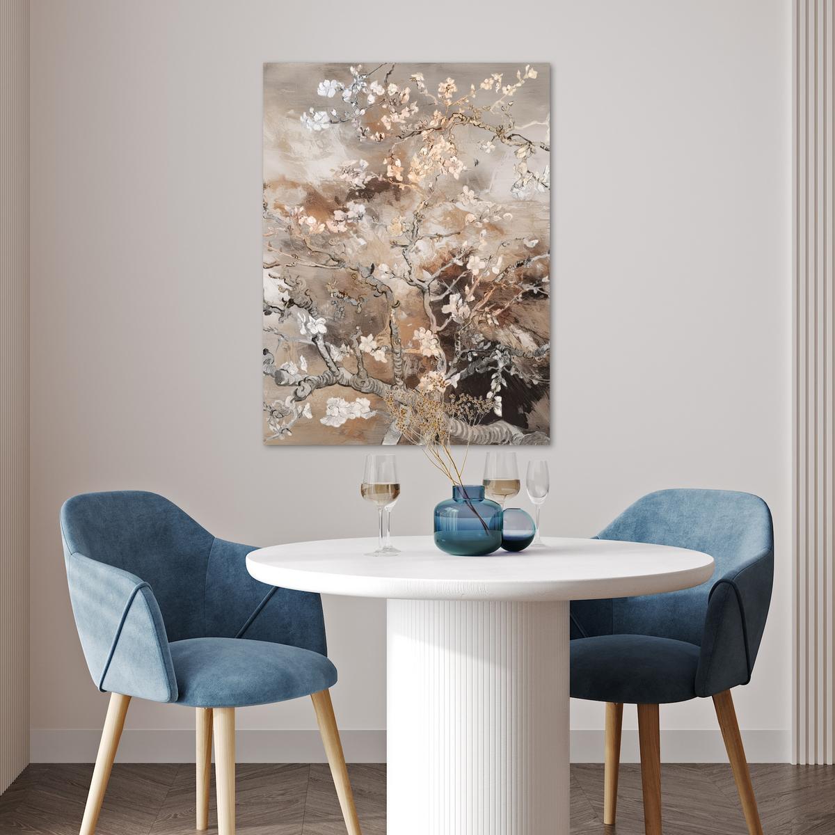 POSTER Mandelblüte - Kunst - Van Gogh - Beige - Abstrakt Deko Wohnzimmer 60x80 cm - Braun, Papier (60/80/0.1cm) - MuchoWow