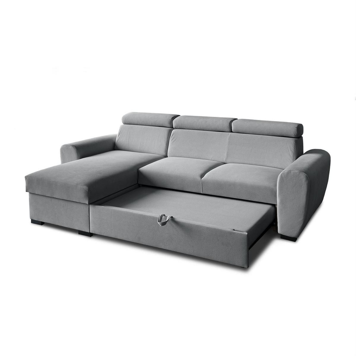 ECKSOFA FALCO mit Schlaffunktion Elli 74 - Grau, Textil (253/174cm) - Lookway