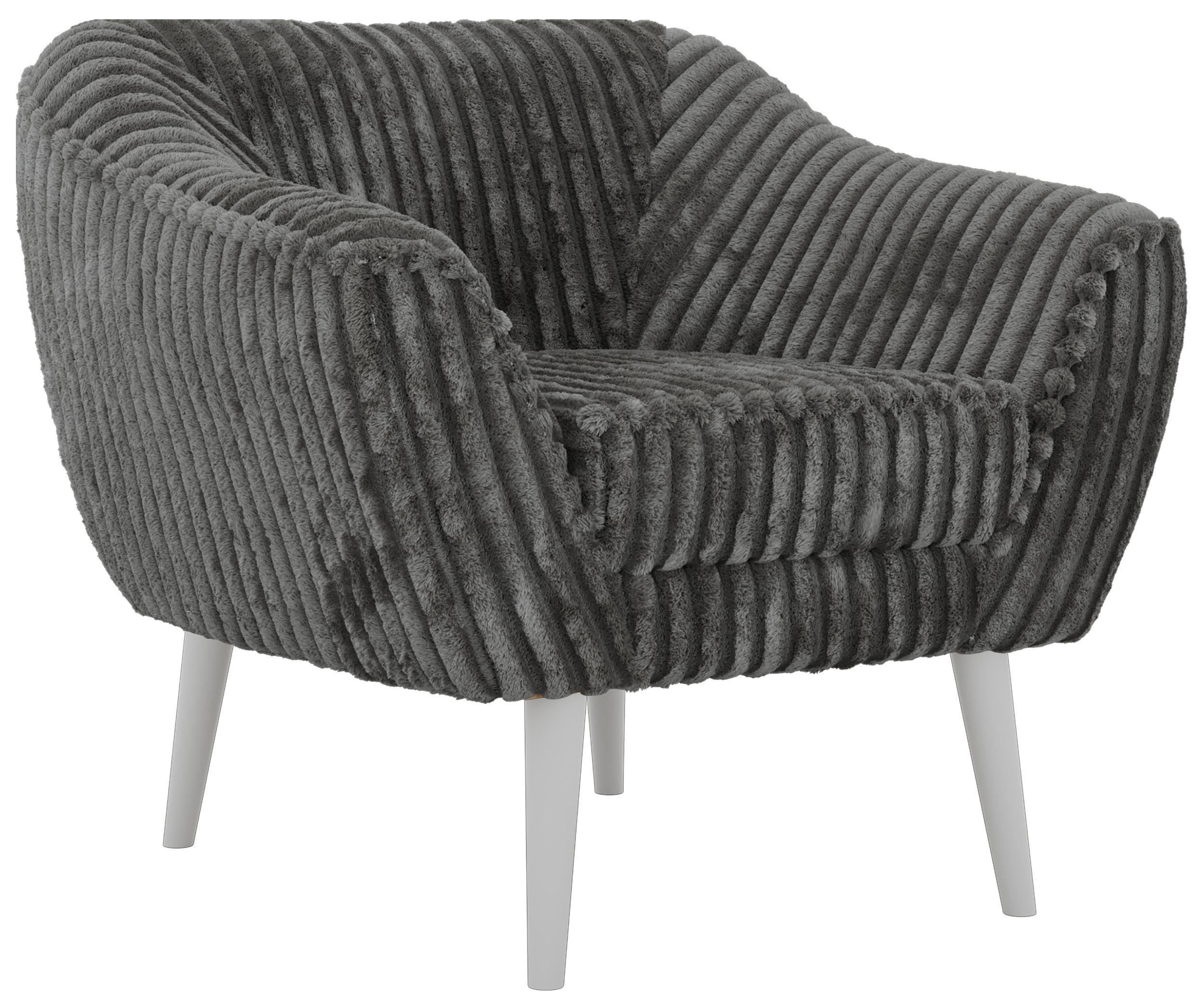 SESSEL PIRS - Grau Cord - Weiße Beine - Weiß/Grau, Holzwerkstoff/Textil (80/75/74cm) - MKS