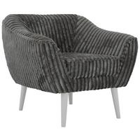 SESSEL PIRS - Grau Cord - Weiße Beine - Weiß/Grau, Holzwerkstoff/Textil (80/75/74cm) - MKS