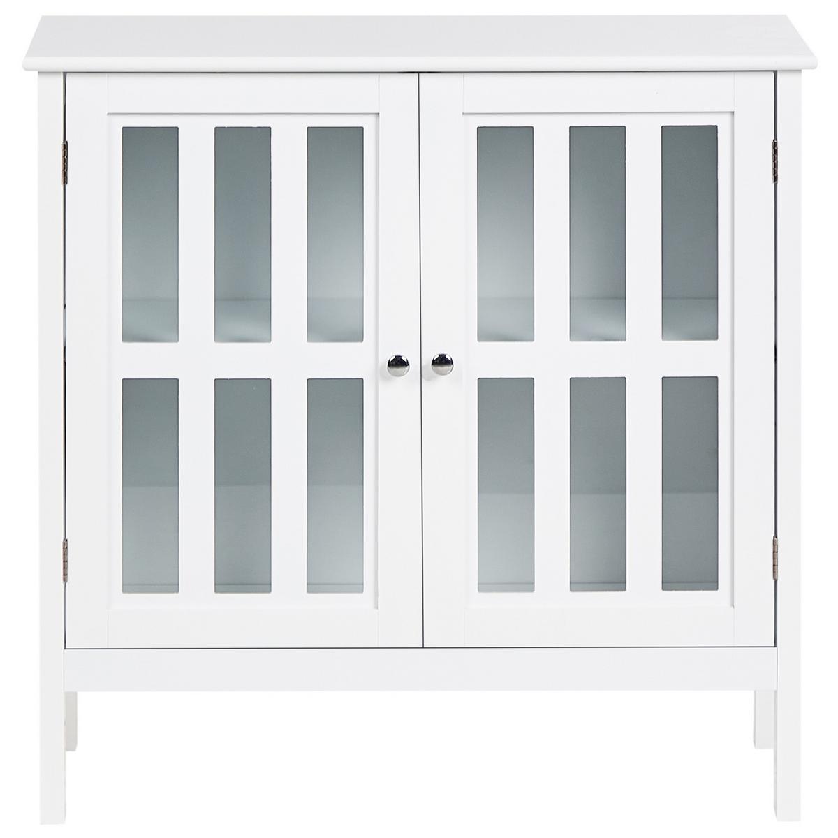 SIDEBOARD mit Glastüren 80 cm Weiß Miram - Weiß, Holzwerkstoff (80/78/36cm) - Beliani