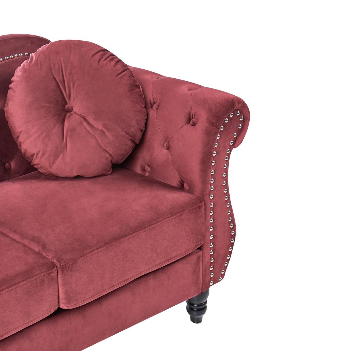 2-SITZER-SOFA Samtstoff Dunkelrot Skien II - Dunkelrot, Textil (166/86/83cm) - Beliani