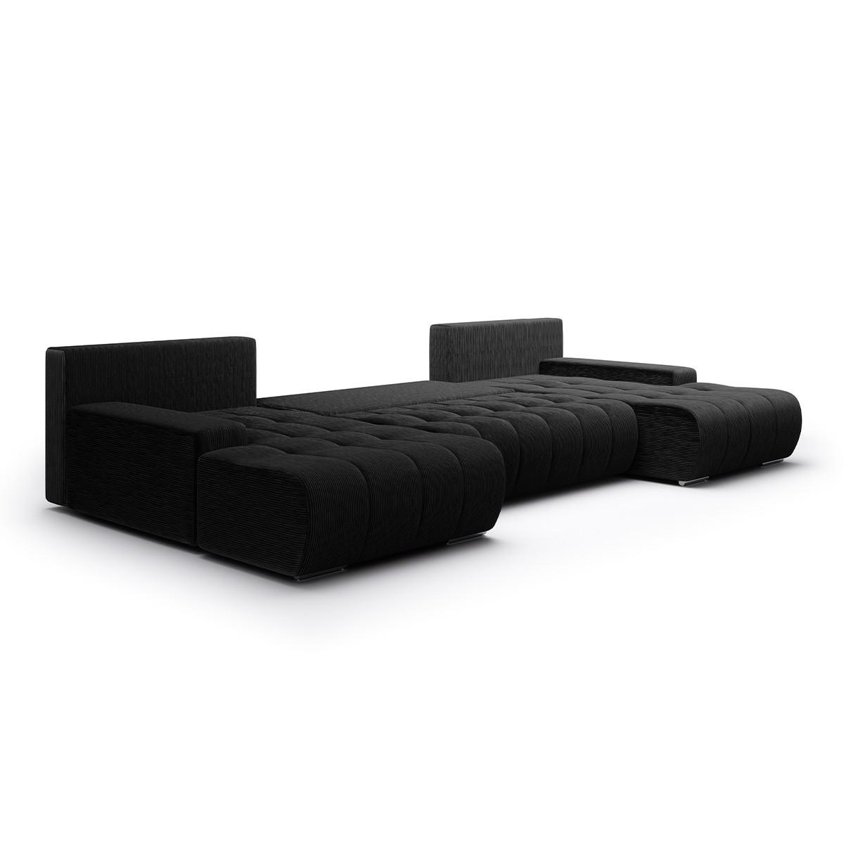 PANORAMASOFA Jonas 5 Sitzplätze Schwarz - Schwarz, Holz (350/85/185cm) - Petits-meubles