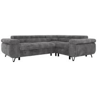 ECKSOFA ORSO L Grau Cord - Rechts Seite - Schwarz/Grau, Textil/Metall (268/197cm) - MKS