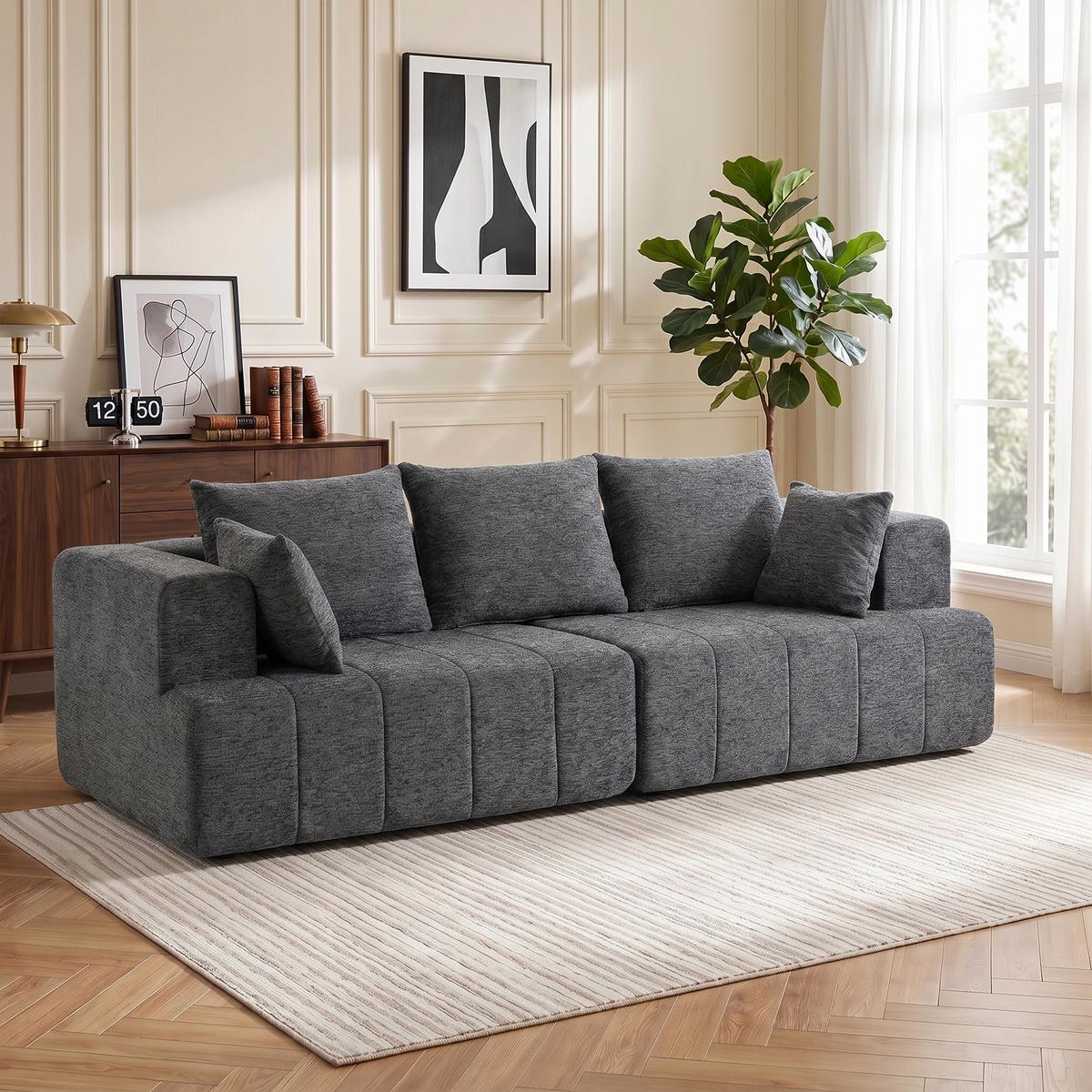 3-SITZER-SOFA Polyester Grau - Grau, Textil (104/87/248cm) - HOMCOM