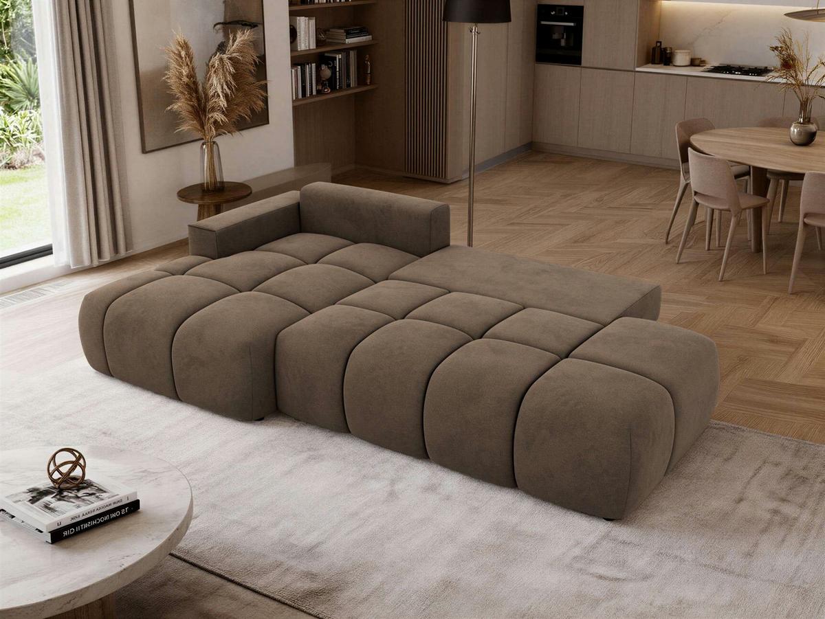 ECKSOFA LORAN L Braun Velvet - Links - Schwarz/Braun, Kunststoff/Textil (170/292cm) - MKS