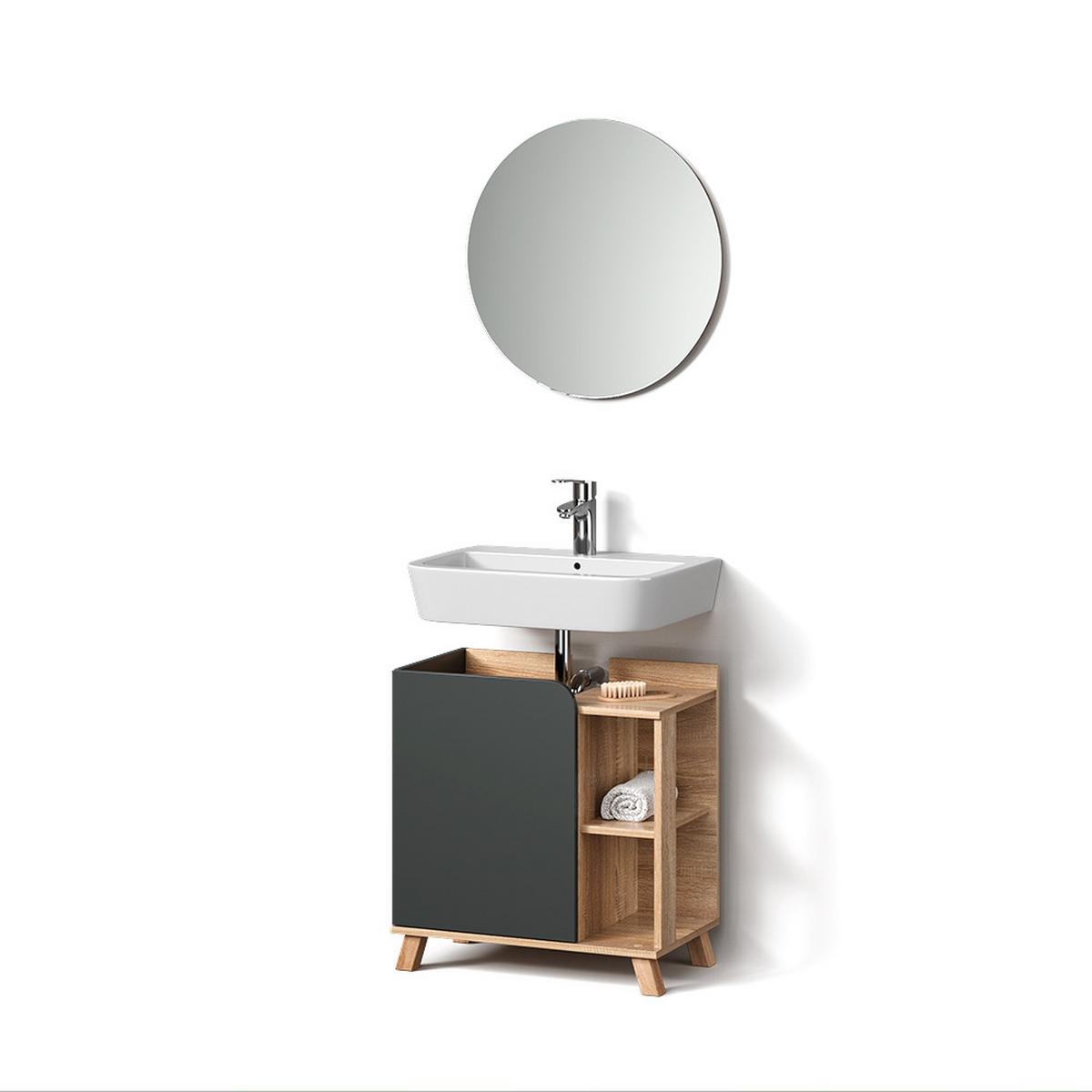 BADMÖBEL-SET Marano Anthrazit 2 Teile - Anthrazit, Holzwerkstoff (35/65/60cm) - Livinity®