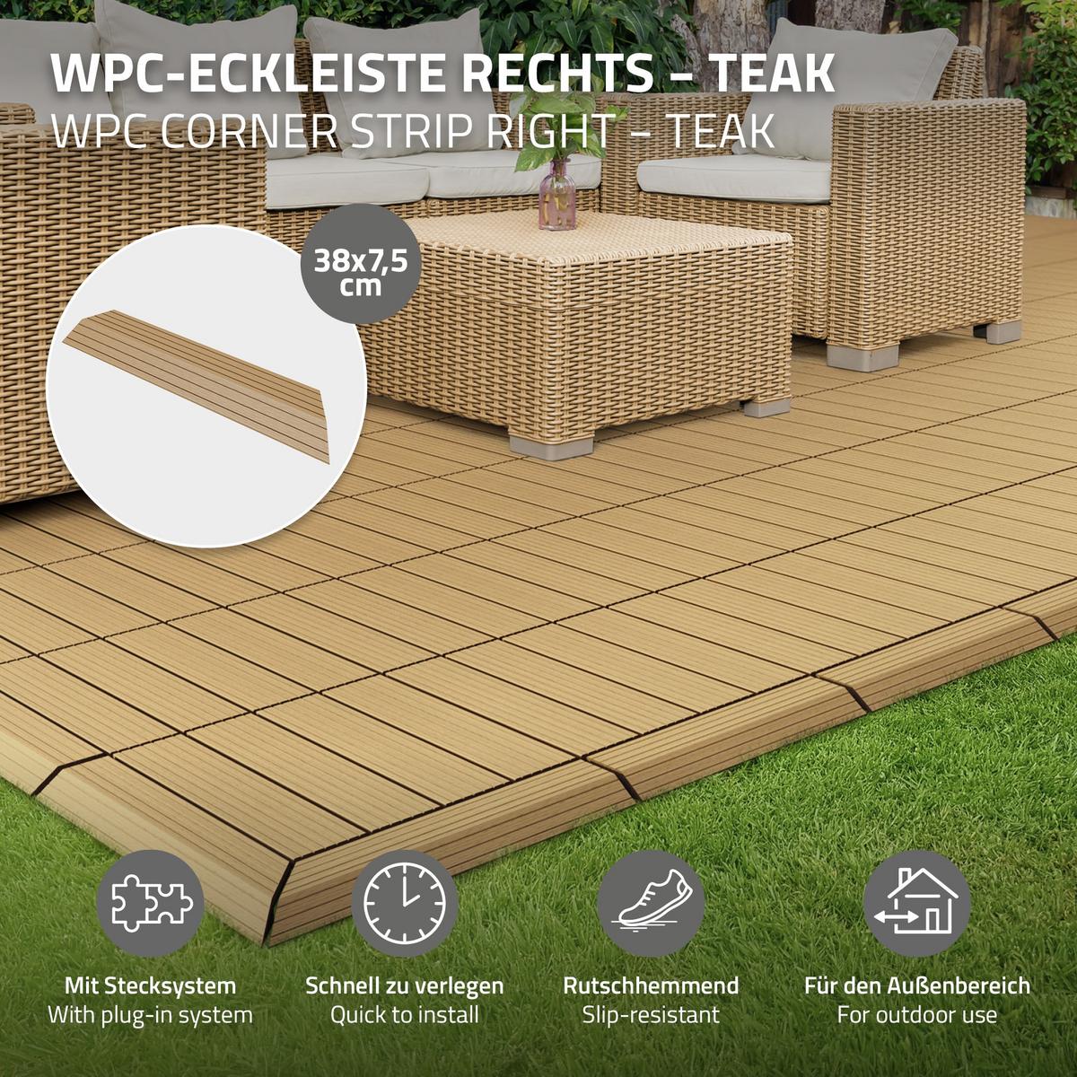 ABSCHLUSSLEISTE WPC Ecke rechts Teak - Alteiche, Holzwerkstoff (38/2/7.5cm) - ML-DESIGN